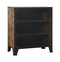 vidaXL Storage Cabinet Rustic Brown 28.3"x14.2"x32.3" Metal and Mdf