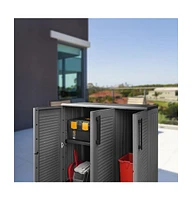 Garden Storage Cabinet Gray and Black 40.2"x14.6"x33.1" Pp