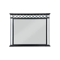 Streamdale Furniture Varian Ii Mirror In Black Velvet & Black & Silver Finish