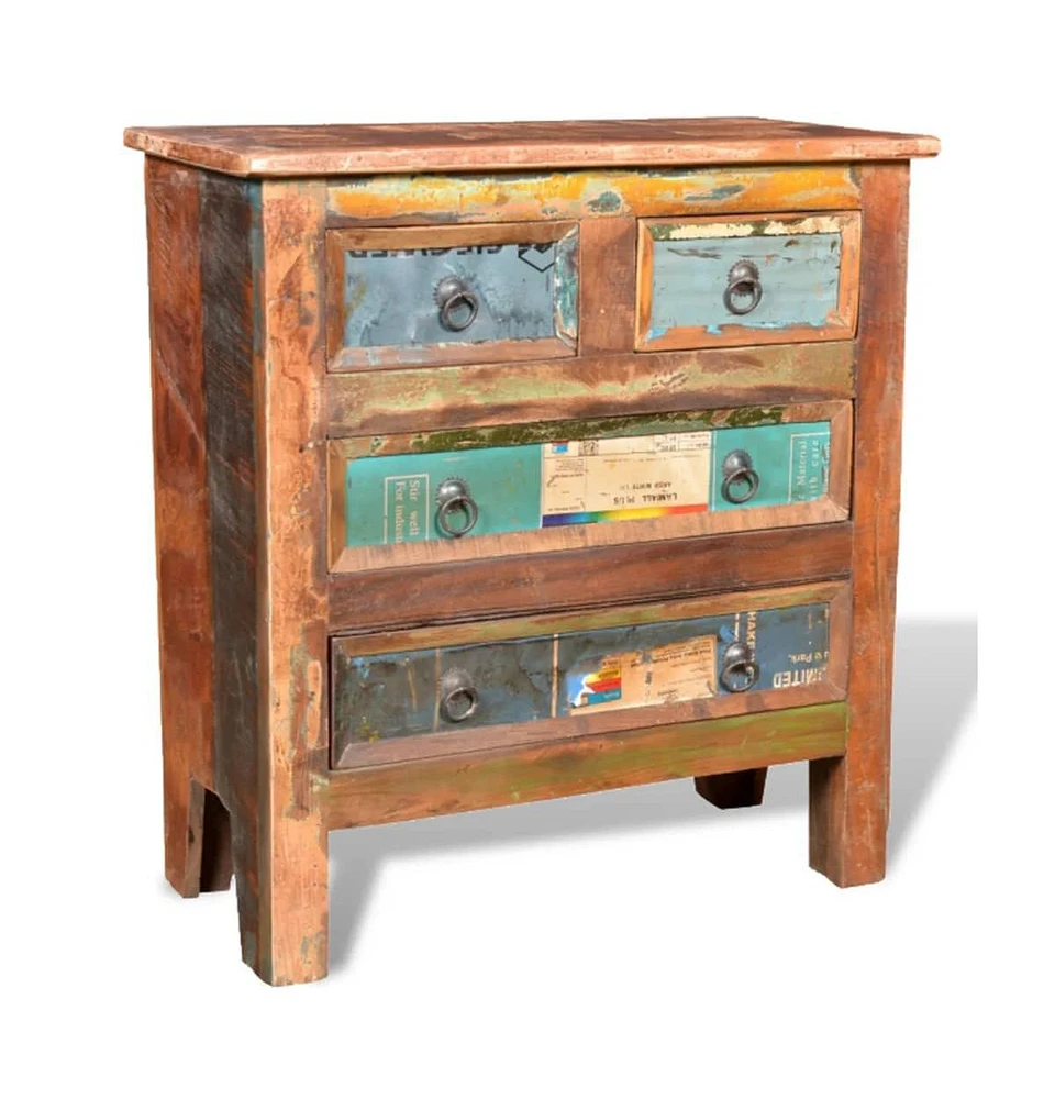 vidaXL Reclaimed Cabinet Solid Wood with 4 Drawers