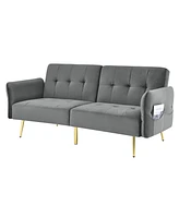 Simplie Fun 78" Italian Velvet Futon Sofa Bed, Convertible Sleeper Loveseat