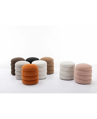 Simplie Fun Soft Boucle Round Ottoman Footrest Stool