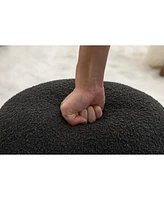 Simplie Fun Soft Boucle Round Ottoman Footrest Stool, Black