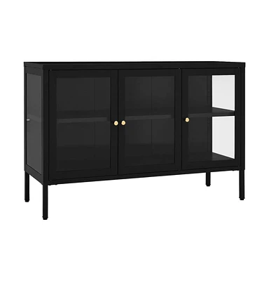 vidaXL Sideboard Black 41.3"x13.8"x27.6" Steel and Glass