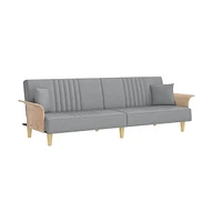 vidaXL Sofa Bed with Armrests Light Gray Fabric