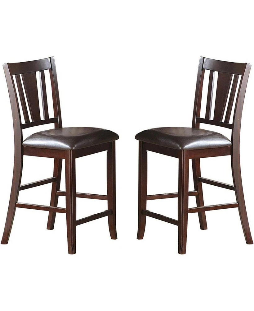 Simplie Fun Set of 2 Brown Faux Leather Counter Height Chairs