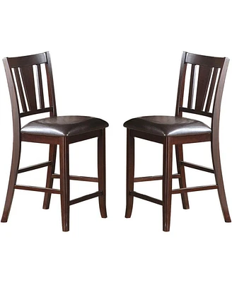 Simplie Fun Set of 2 Brown Faux Leather Counter Height Chairs