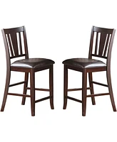 Simplie Fun Set of 2 Brown Faux Leather Counter Height Chairs