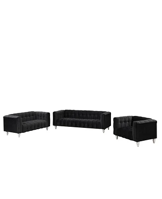Simplie Fun 3-Piece Modern Sofa Set with Solid Wood Legs