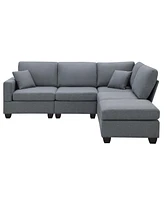 Streamdale Furniture Modern L-Shape Sectional Sofa Set with Convertible Ottoman