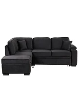 Simplie Fun L-Shaped Sleeper Sofa with Storage Ottoman