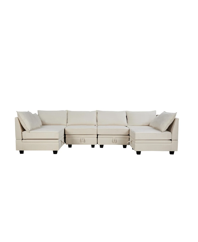 Streamdale Furniture Convertible U-Shape Sectional Sofa with Storage Seat