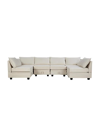 Streamdale Furniture Convertible U-Shape Sectional Sofa with Storage Seat