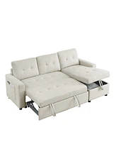 Streamdale Furniture 78.5" Sleeper Sofa Bed Reversible Sectional Couch With Storage Chaise