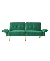Simplie Fun 78" Italian Velvet Futon Sofa Bed, Convertible Sleeper Loveseat