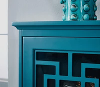 60" Sideboard Buffet Table With 2 Doors, Storage Cabinet With Adjustable Shelves, Teal