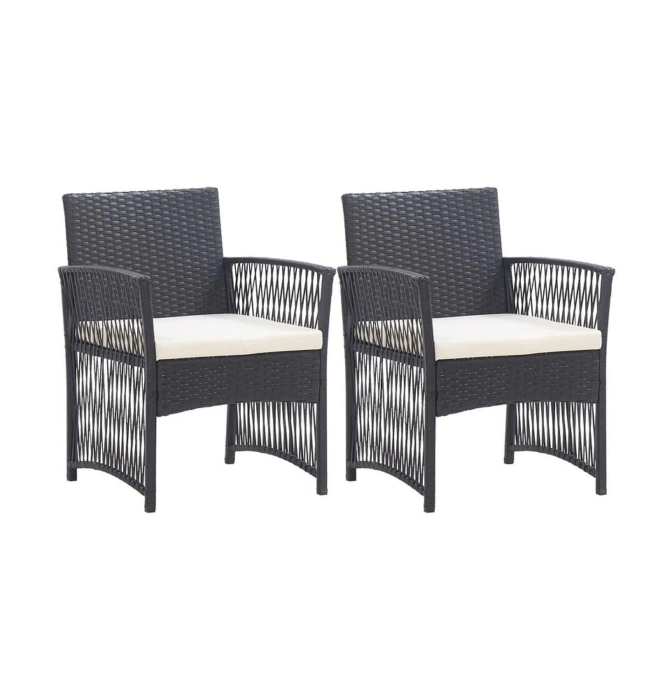 vidaXL Patio Armchairs with Cushions 2 pcs Poly Rattan