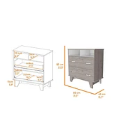 Streamdale Furniture Aaron 2-Drawer 2-Shelf Dresser Light Gray