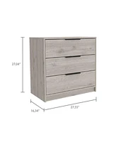 Streamdale Furniture Cannon 3-Drawer Rectangle Dresser Light Grey