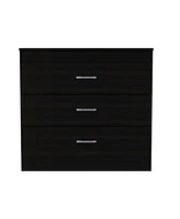 Simplie Fun Melia Three Drawer Dresser, Superior Top, Metal Hardware