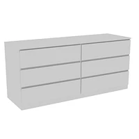 Simplie Fun Asteria 6 Drawer Double Dresser, Metal Handles - White