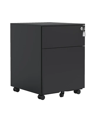 Streamdale Furniture Mobile File Cabinet with Lock, Fully Assembled, Black