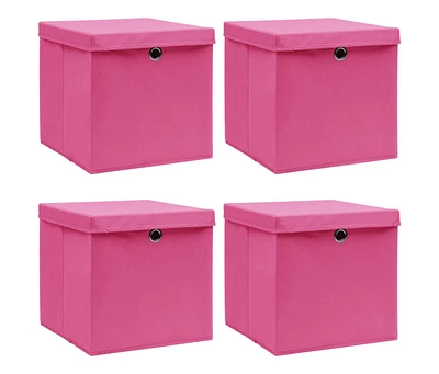 vidaXL Storage Boxes with Lids 4 pcs 12.6"x12.6"x12.6" Fabric