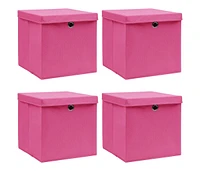 vidaXL Storage Boxes with Lids 4 pcs 12.6"x12.6"x12.6" Fabric