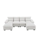 Streamdale Furniture 110" Modern U-Shaped Sectional Sofa With Sleeper Couch And Chaise Lounge