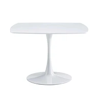 42.1" Mid-Century White Dining Table for 4-6, Round Mdf Top
