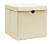 vidaXL Storage Boxes with Lid pcs Cream 12.6"x12.6"x12.6" Fabric