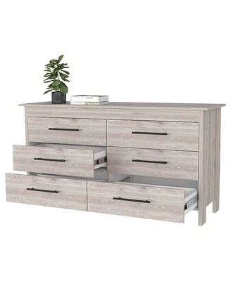 Simplie Fun Southington 6-Drawer Rectangle Dresser Light Gray