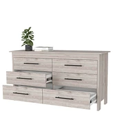 Simplie Fun Southington 6-Drawer Rectangle Dresser Light Gray