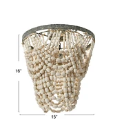 Storied Home 2-Tier Draped Wood Bead Chandelier