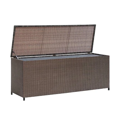 vidaXL Patio Storage Box Brown 47.2"x19.7"x23.6" Poly Rattan