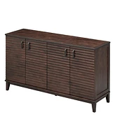 Simplie Fun Large Espresso Sideboard with Adjustable Shelves & Metal Handles