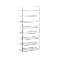 vidaXL Shoe Rack with 8 Shelves Metal and Non-woven Fabric Silver