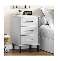 vidaXL Bedside Cabinet with Metal Legs White Solid Wood Pine Oslo