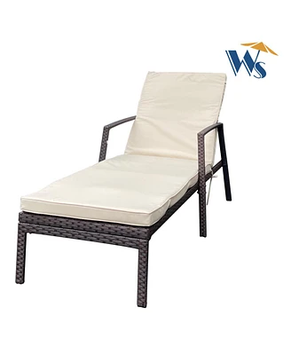 Simplie Fun Outdoor Patio Lounge Chairs Rattan Wicker Patio Chaise Lounges Chair Brown