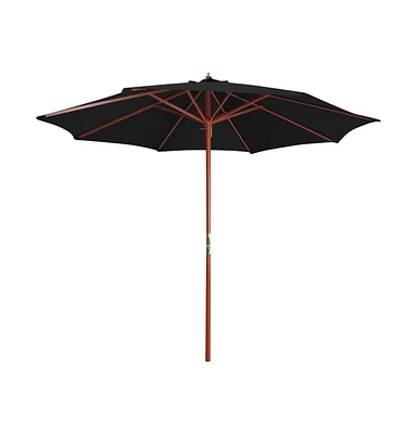 vidaXL Parasol with Wooden Pole 118.1"x101.6" Black