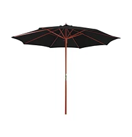 vidaXL Parasol with Wooden Pole 118.1"x101.6" Black