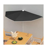 vidaXL Garden Half Parasol with Pole 70.9"x35.4" Black