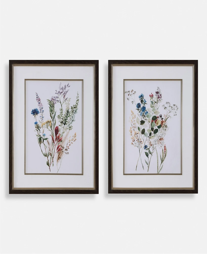 Uttermost Delicate Flowers Framed Prints Art, Set of 2