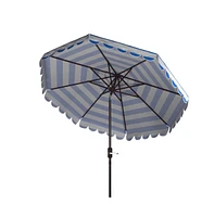 Safavieh Maui Single Scallop Striped 9Ft Crank Push Button Tilt Umbrella