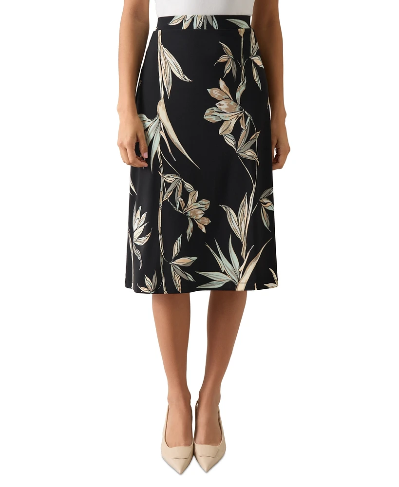 Kasper Petite Printed Flared A-Line Skirt