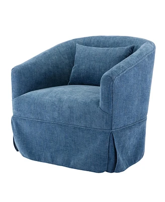 Simplie Fun Degree Swivel Accent Armchair Linen Blend Blue