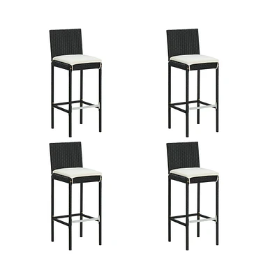 vidaXL Garden Bar Stools with Cushions pcs Poly Rattan