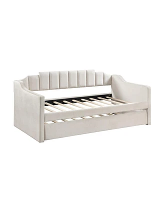 Simplie Fun Velvet Daybed With Trundle Upholstered Tufted Sofa Bed, Both Twin Size