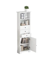 Streamdale Furniture White Tall Storage Cabinet with 3 Drawers and Adjustable Shelves