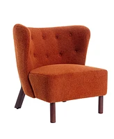 Streamdale Furniture Upholstered Armless Chair with Wooden Legs, Burnt Orange